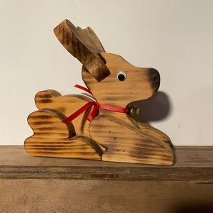 Vintage Handmade Wooden Deer Christmas Holiday